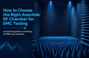 Anechoic RF chamber for EMC testing with pyramidal RF absorber panels